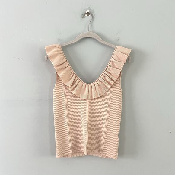 NWT Ted Baker London Samaha Ruffle Neck Light Pink Knit Sleeveless Sweater - Picture 4 of 7